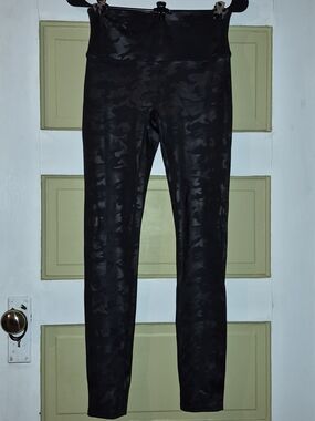 SPANX Black Leggings with Camo Pattern